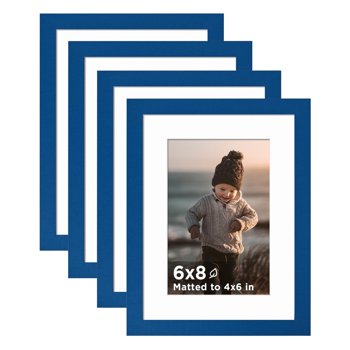 KINLINK 5x7 Picture Frame White Set of 4, Wooden Photo Frames Matted 4x6 with Plexiglass for 4x6 with Mat or 5x7 without Mat for Table and Wall Display