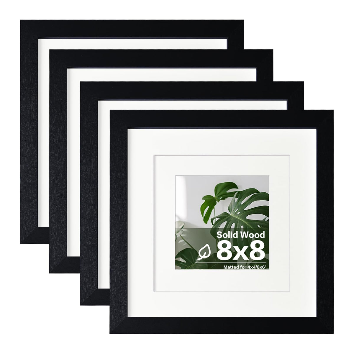 Egofine 11x14 Picture Frames 4 Pack Display Pictures 5x7/8x10 with Mat or 11x14 Without Mat Made of Solid Wood Covered by Plexiglass for Table Top Display and Wall Mounting Photo Frame, Light Brown