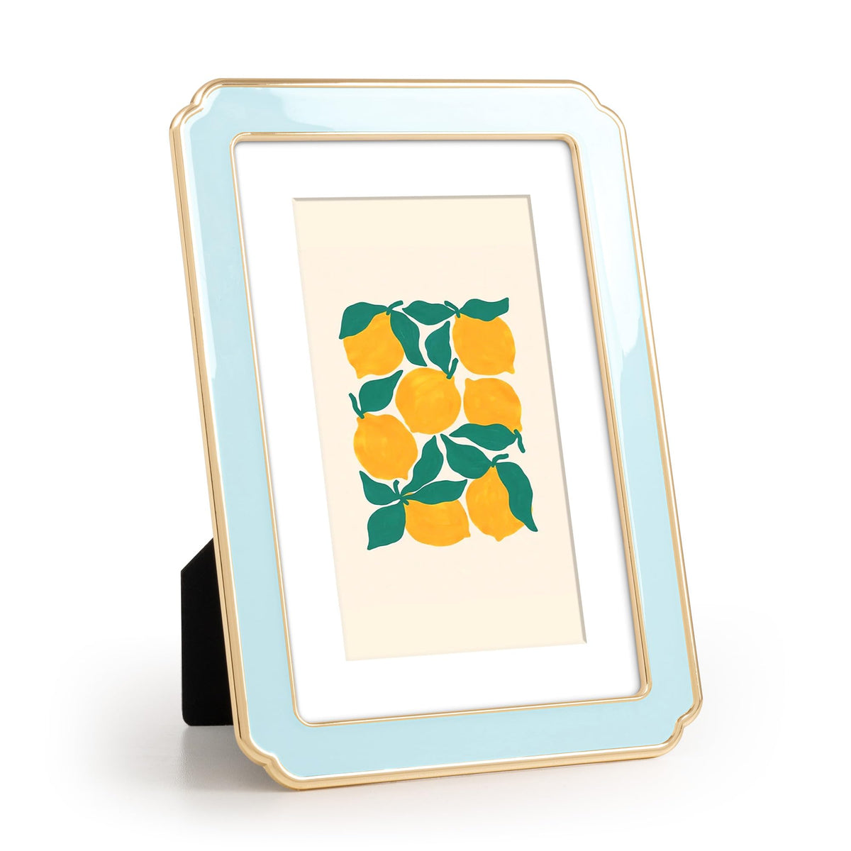 4x6 Enamel Picture Frame with HD-Tempered Glass, Display 3x5 Photo with Mat, Ornate Photo Frame with Gold Metal Edge & Velvet Back for Tabletop & Wall Mount Vertically or Horizontally Display, White