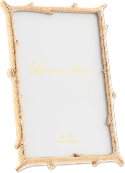 Lawrence Frames 4x6 Gold Metal Natural Branch Design Picture Frame