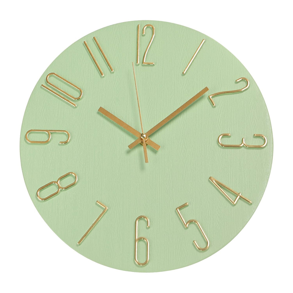 Wall Clock 12 Inch Silent Non-Ticking Imitation Wood Indoor Clock Round White Decor Clock Modern 3D Figures Quartz Wall Clocks for Home, Hotel, Office, School, Bedroom, Living Room, Kitchen