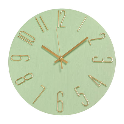 Wall Clock 12 Inch Silent Non-Ticking Imitation Wood Indoor Clock Round White Decor Clock Modern 3D Figures Quartz Wall Clocks for Home, Hotel, Office, School, Bedroom, Living Room, Kitchen