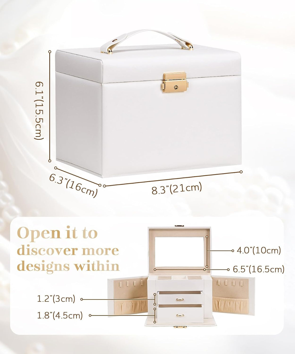 Homde Lockable Jewelry Box for Girl: 3-Layer Safe Organizer with Key