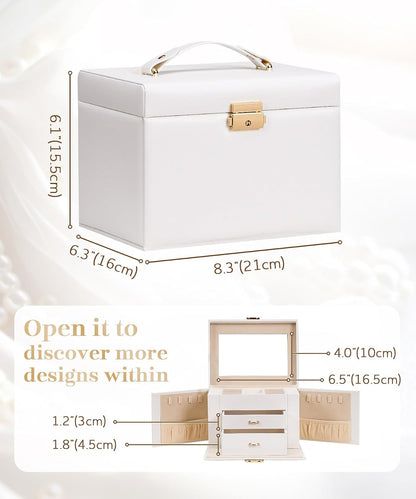 Homde Lockable Jewelry Box for Girl: 3-Layer Safe Organizer with Key