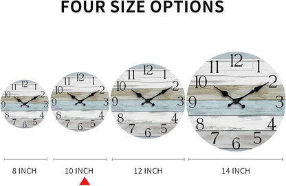 10 Inch Wall Clock, Silent Battery Operated Analog Clock, Blue