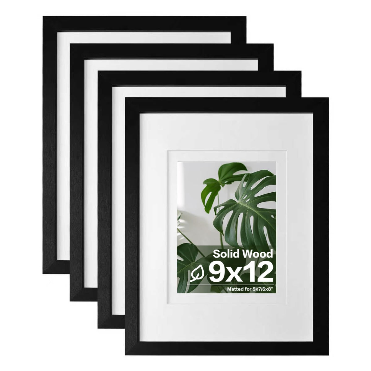 Egofine 11x14 Picture Frames 4 Pack Display Pictures 5x7/8x10 with Mat or 11x14 Without Mat Made of Solid Wood Covered by Plexiglass for Table Top Display and Wall Mounting Photo Frame, Light Brown