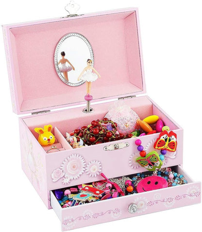 RR ROUND RICH DESIGN Kids Musical Jewelry Box for Girls Pink
