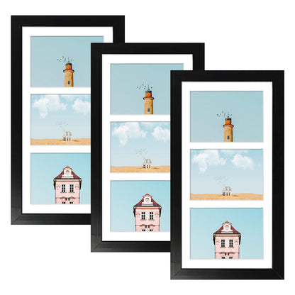 Golden State Art 9-Openings 4x6 Wood Collage Picture Frame Black