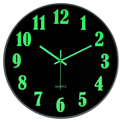JoFomp Glow in The Dark Clock, 8 Inch Modern Silent Non Ticking Wall Clocks Battery Operated, Night Light Wall Clock for Living Room Decor, Wall Clock Decorative for Kitchen Bedroom