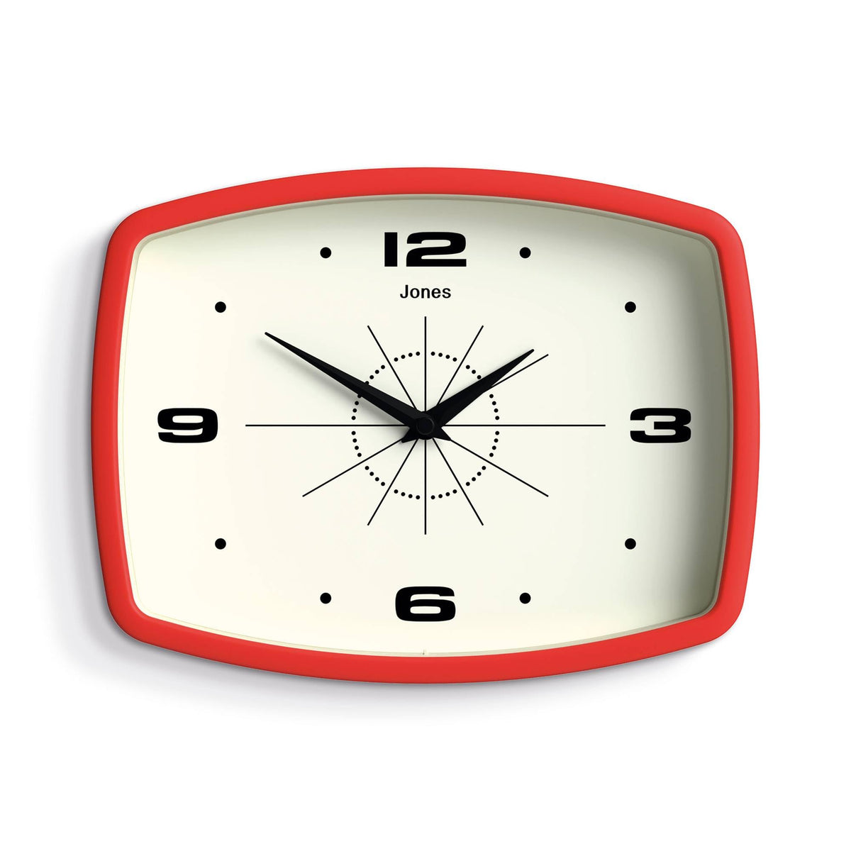 JONES CLOCKS® Movie wall Clock | Rectangular Retro Clock | 10" | Orange