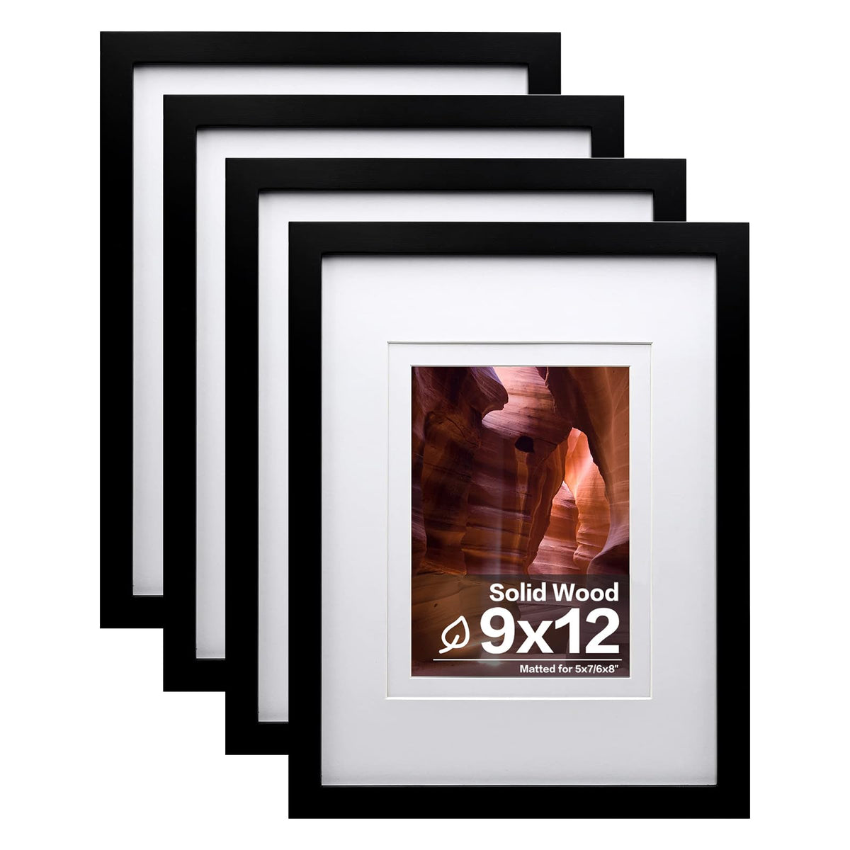 Egofine 8x10 Picture Frames Set of 4, Made of Solid Wood Covered by Plexiglass 4x6 and 5x7 with Mat or 8x10 without Mat, for Table Top Display and Wall Mounting Photo Frame White