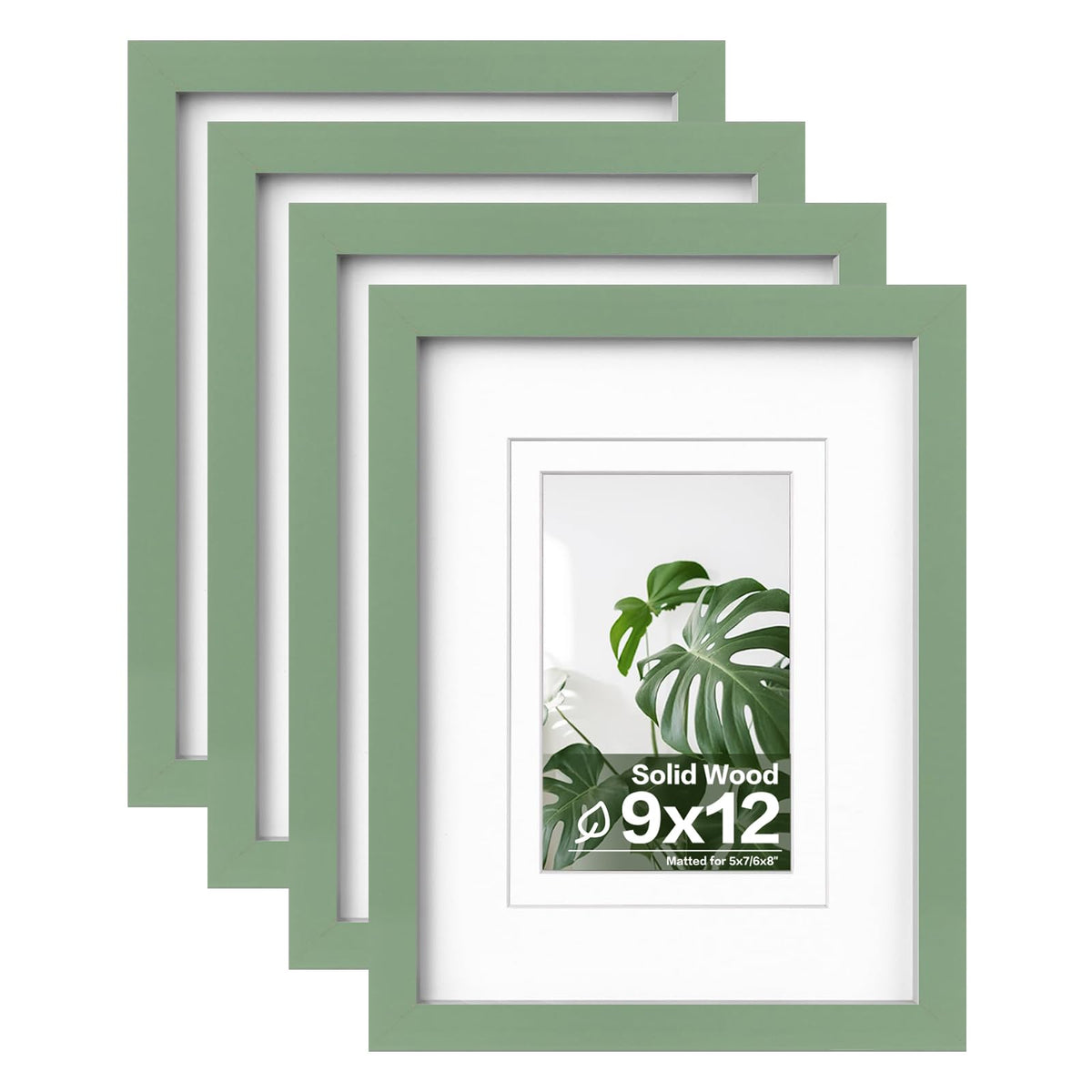 Egofine 11x14 Picture Frames 4 Pack Display Pictures 5x7/8x10 with Mat or 11x14 Without Mat Made of Solid Wood Covered by Plexiglass for Table Top Display and Wall Mounting Photo Frame, Light Brown