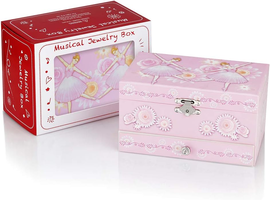 RR ROUND RICH DESIGN Kids Musical Jewelry Box for Girls Pink