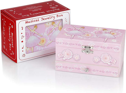 RR ROUND RICH DESIGN Kids Musical Jewelry Box for Girls Pink
