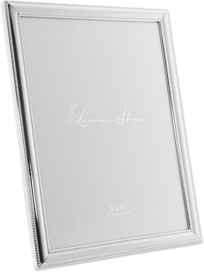 Lawrence Frames 510780 8x10 Metal Picture Frame Silver-Plate with Delicate Beading
