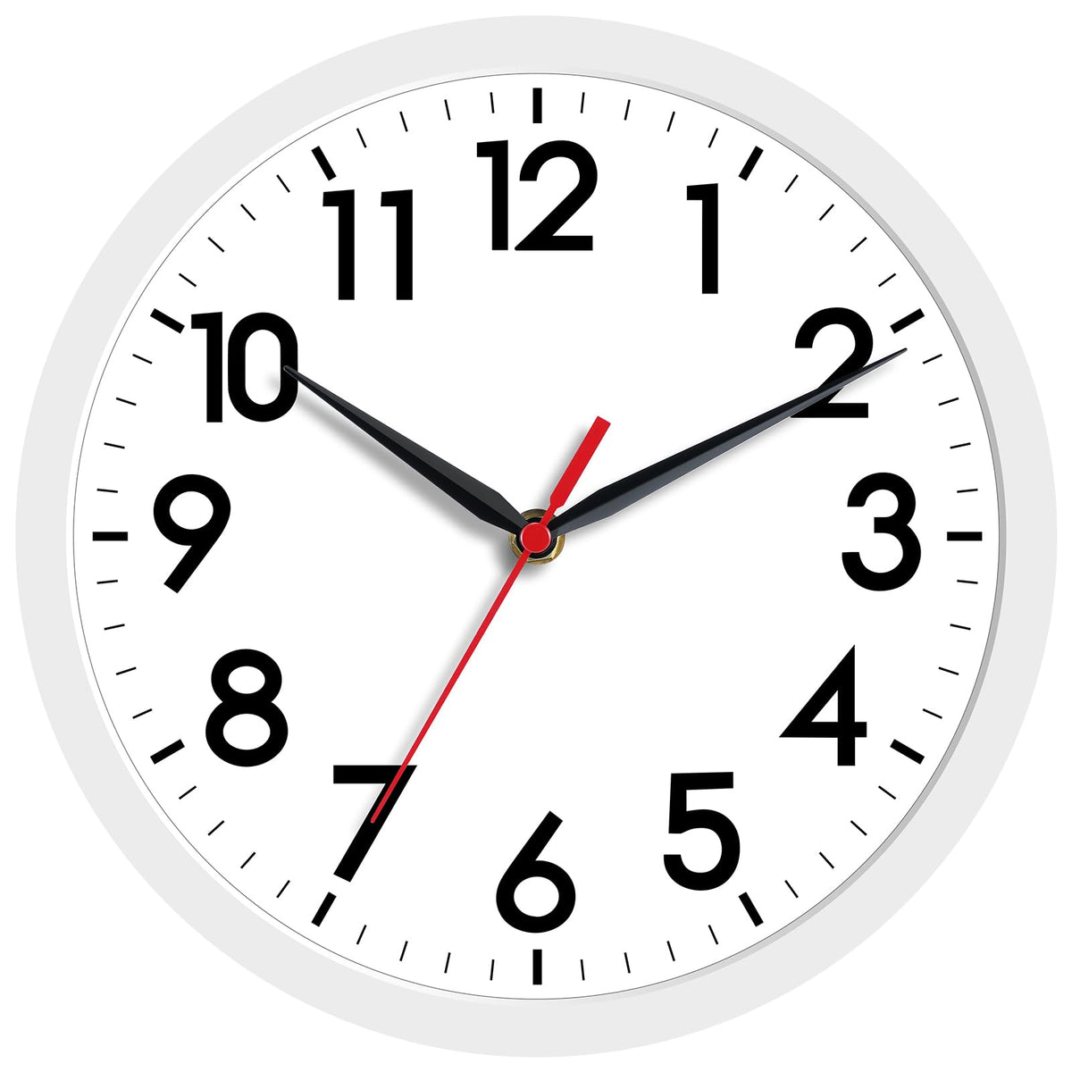 AKCISOT 8 Inch Wall Clock, Silent Battery Operated Analog Clock, Black