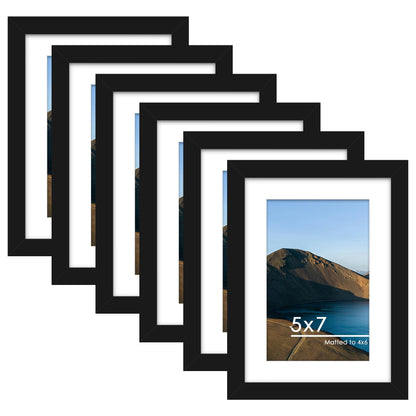PEALSN 8x10 Picture Frame Set of 6,Wall or Tabletop Display,Black Woodgrain
