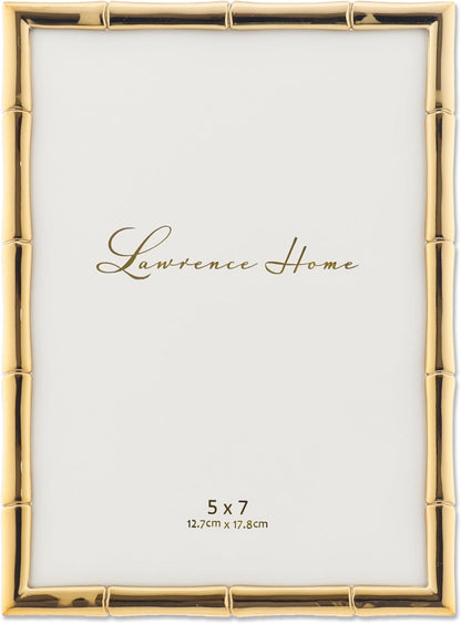 Lawrence 712246 4-Inch W x 6-Inch H Gold Metal Picture Frame with Bamboo Design