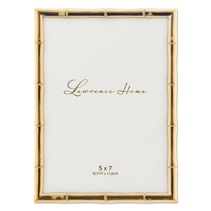 Lawrence 712246 4-Inch W x 6-Inch H Gold Metal Picture Frame with Bamboo Design