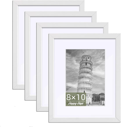 HappyHapi 8x10 Picture Frame Set of 6, Wall or Tabletop Display, White