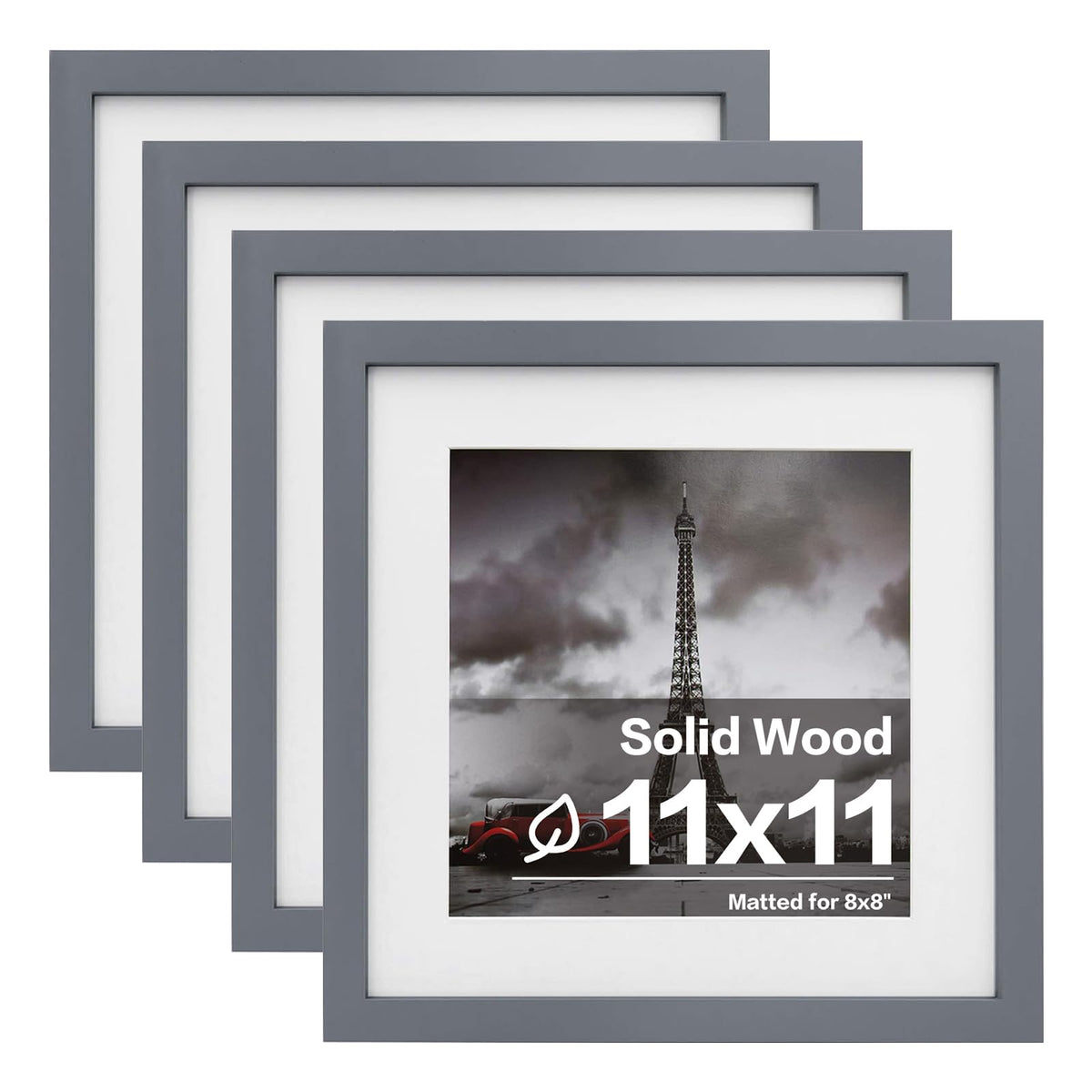 Egofine 11x14 Picture Frames 4 Pack Display Pictures 5x7/8x10 with Mat or 11x14 Without Mat Made of Solid Wood Covered by Plexiglass for Table Top Display and Wall Mounting Photo Frame, Light Brown