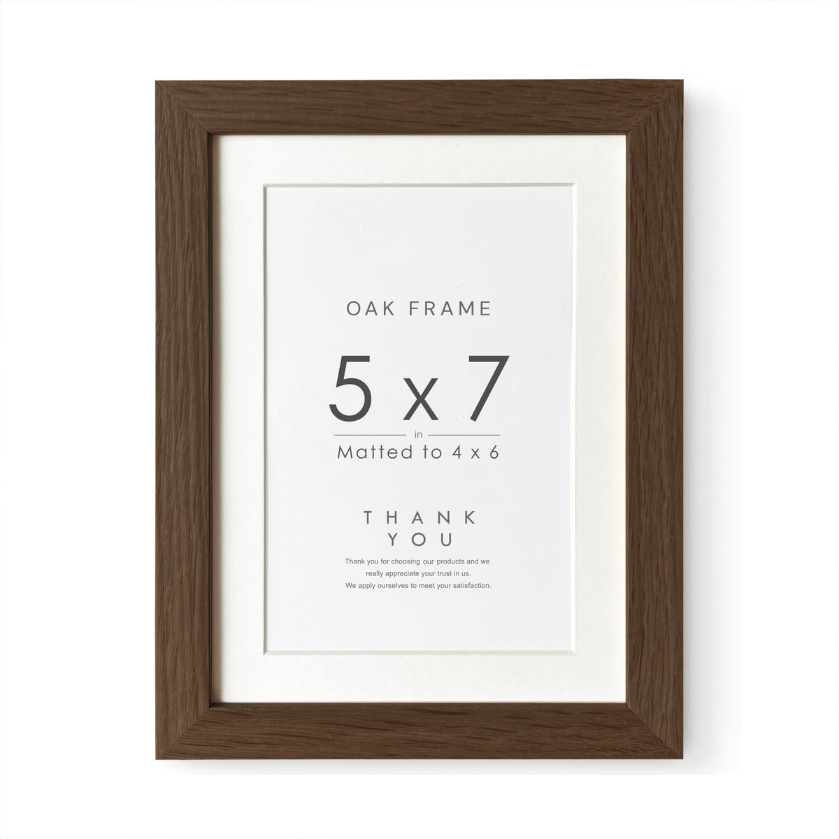 5x7 Picture Frame, Solid Oak Wood 5x7 Photo Frame with Mat to 4x6