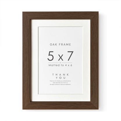 5x7 Picture Frame, Solid Oak Wood 5x7 Photo Frame with Mat to 4x6