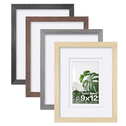 Egofine 8x10 Picture Frames Set of 4, Made of Solid Wood Covered by Plexiglass 4x6 and 5x7 with Mat or 8x10 without Mat, for Table Top Display and Wall Mounting Photo Frame White