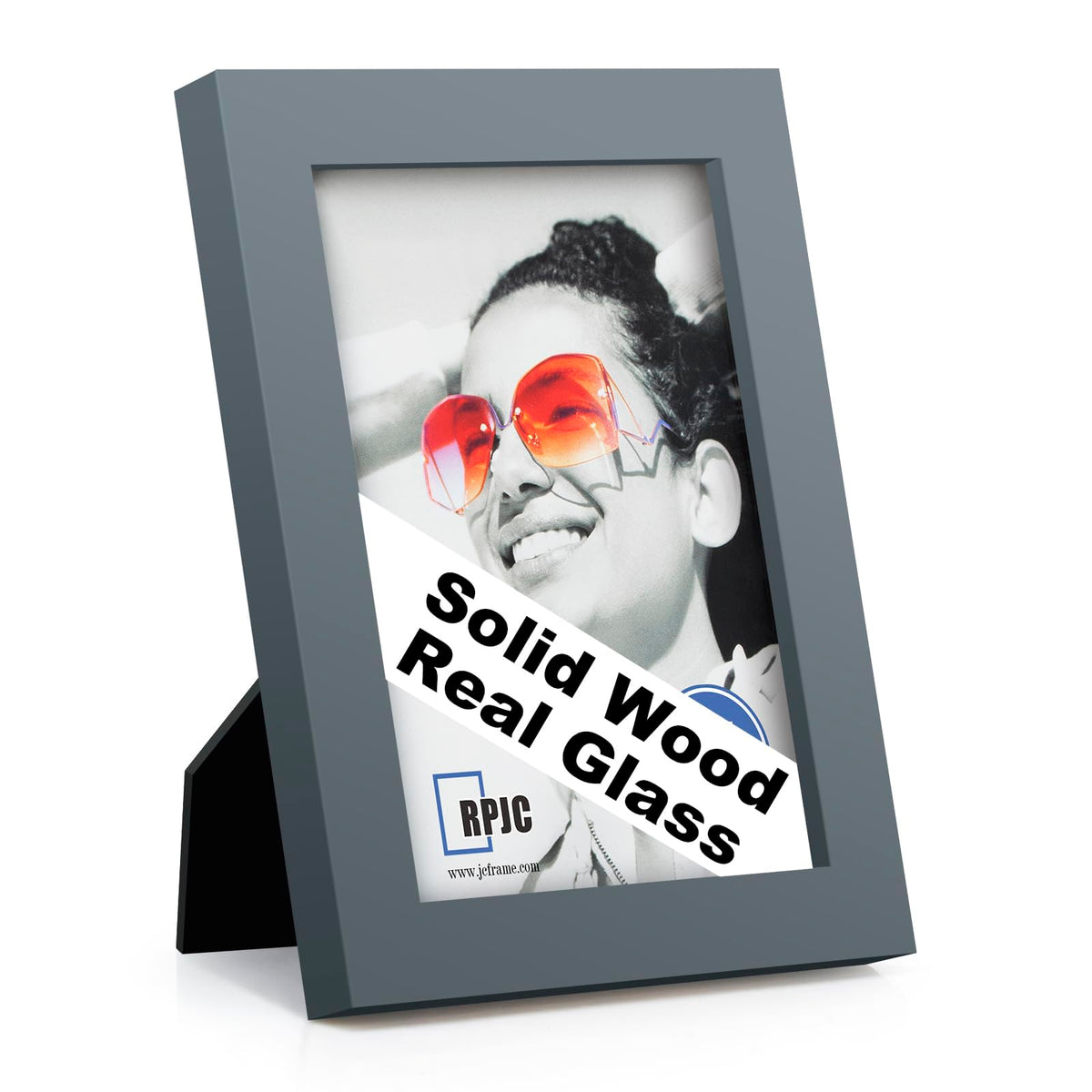 RPJC 5x7 Solid Wood Picture Frame with Real Glass Cover Black