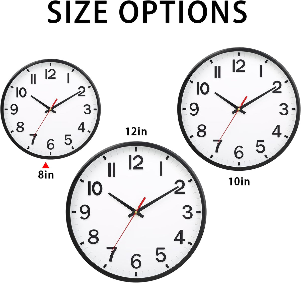 Wall Clocks Battery Operated 8 inch Modern Wall Clock,Silent Non Ticking Wall Clock for Living Room Bedroom Kitchen Office Classroom Decor (White and Black)