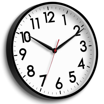 AKCISOT 8 Inch Wall Clock, Silent Battery Operated Analog Clock, Black