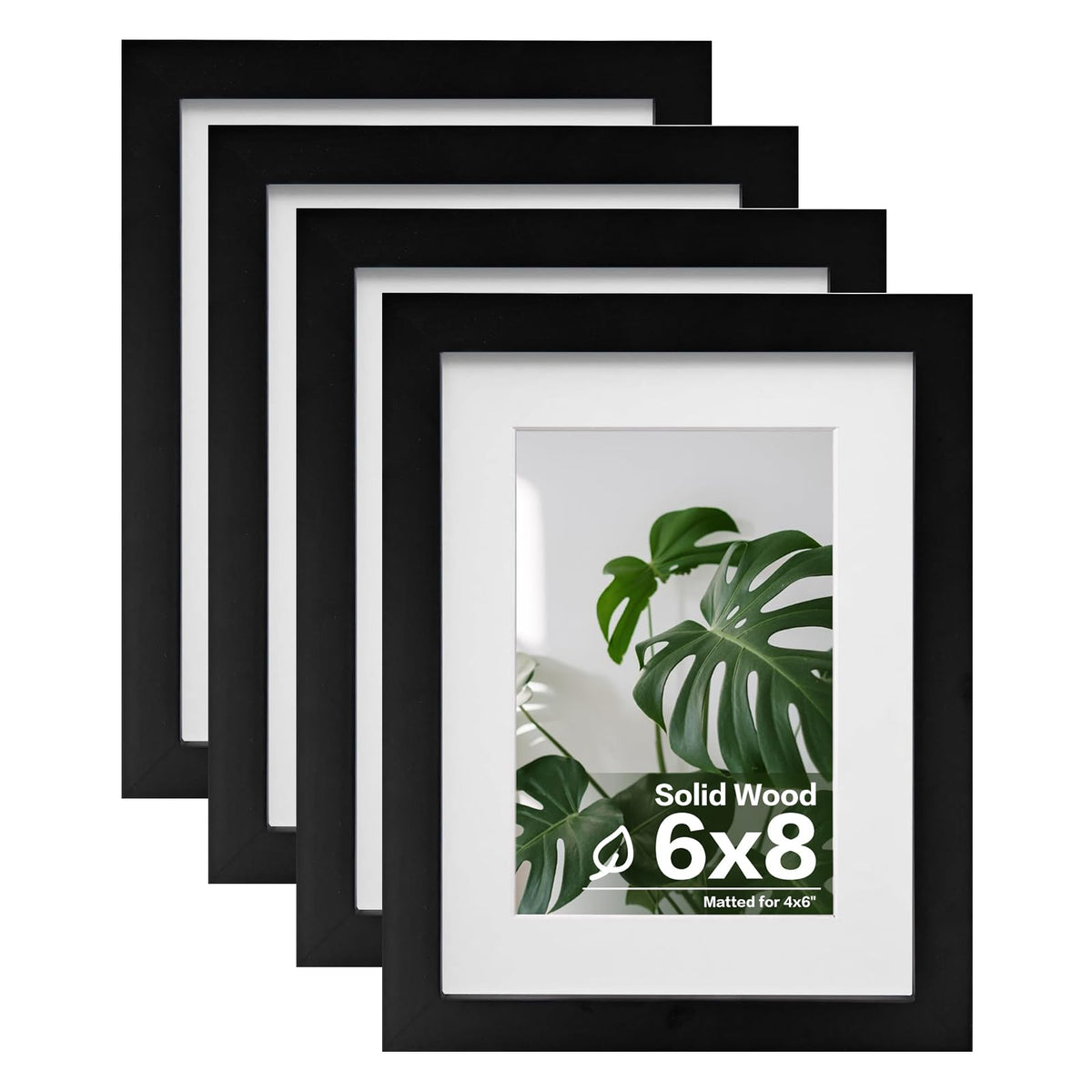 Egofine 8x10 Picture Frames Set of 4, Made of Solid Wood Covered by Plexiglass 4x6 and 5x7 with Mat or 8x10 without Mat, for Table Top Display and Wall Mounting Photo Frame White