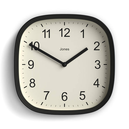 JONES CLOCKS® Sprite wall Clock | Modern Square Clock | 10" | Yellow