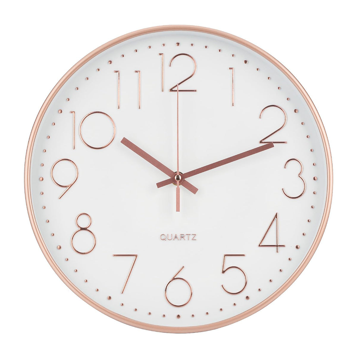 Wall Clock 12 Inch Non-Ticking Silent Modern Simple Style Round Decor Clock Gold Stereoscopic Dial Quartz Wall Clocks for Home/Office/School/Living Room/Bedroom/Kitchen