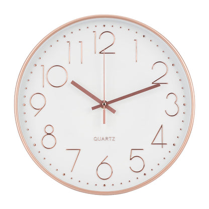 Wall Clock 12 Inch Non-Ticking Silent Modern Simple Style Round Decor Clock Gold Stereoscopic Dial Quartz Wall Clocks for Home/Office/School/Living Room/Bedroom/Kitchen