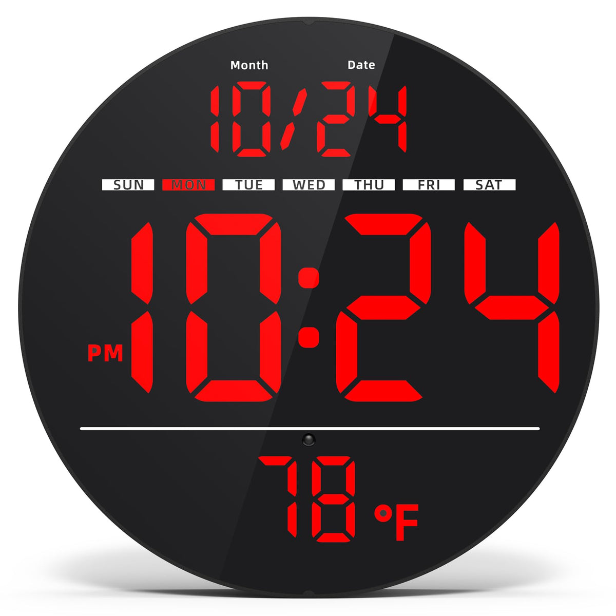 Digital Wall Clock with Large LED Display, Date, Temperature, Auto-Brightness | Small [PLUG-IN] Clock | Modern Electric Wall Clock for Bedroom, Classroom, Living Room, Home, Office, Farmhouse - Blue