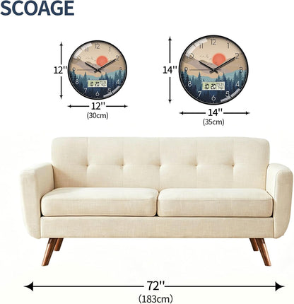 Wilderness Sunset Wall Clock, 12 Inch Analog and Digital Wall Clock