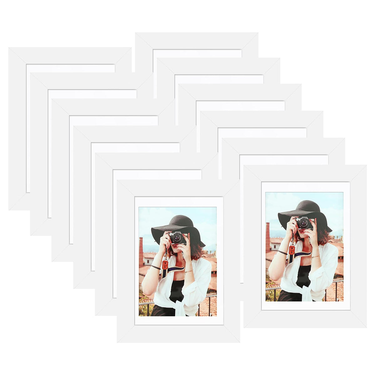 Picrit 8x10 Picture Frame Set of 12, Modern Gallery Wall Frames, Black