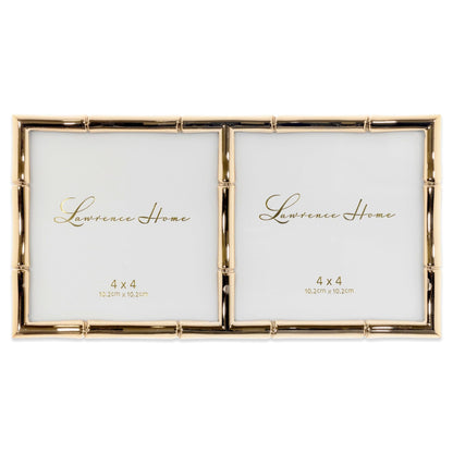Lawrence 712246 4-Inch W x 6-Inch H Gold Metal Picture Frame with Bamboo Design