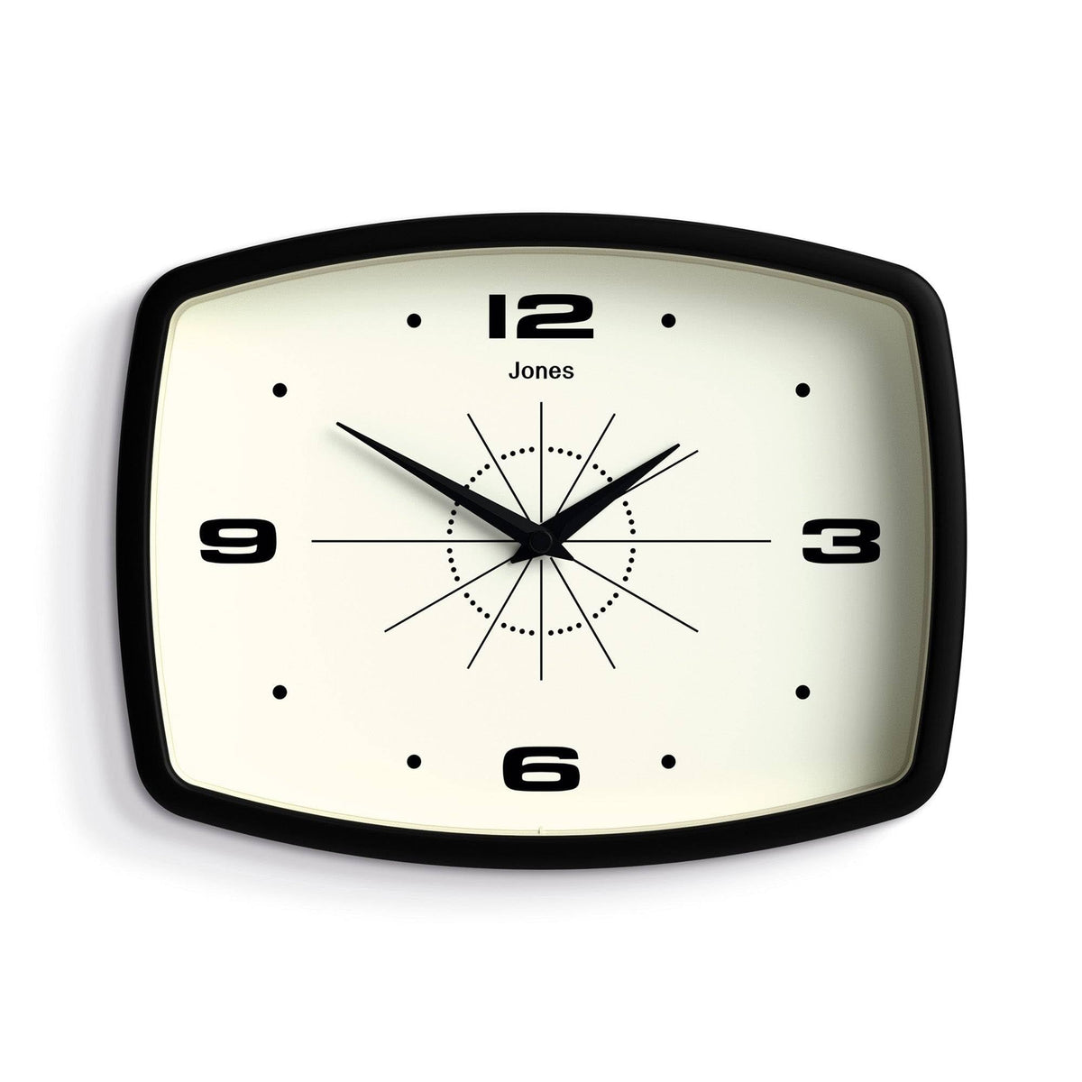 JONES CLOCKS® Movie wall Clock | Rectangular Retro Clock | 10" | Orange