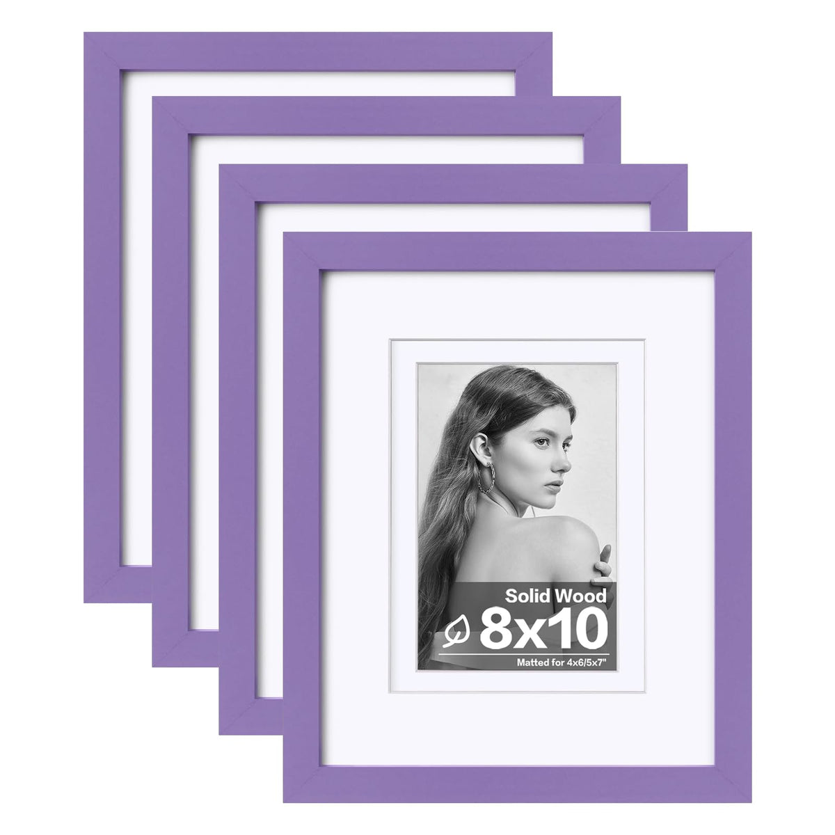 Egofine 11x14 Picture Frames 4 Pack Display Pictures 5x7/8x10 with Mat or 11x14 Without Mat Made of Solid Wood Covered by Plexiglass for Table Top Display and Wall Mounting Photo Frame, Light Brown