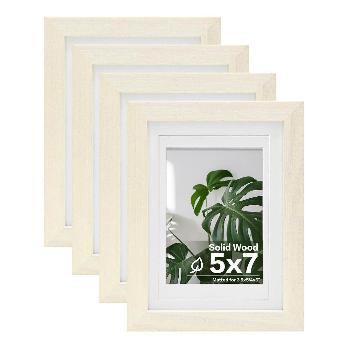 Egofine 8x10 Picture Frames Set of 4, Made of Solid Wood Covered by Plexiglass 4x6 and 5x7 with Mat or 8x10 without Mat, for Table Top Display and Wall Mounting Photo Frame White