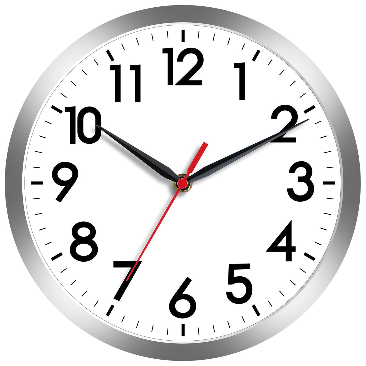 AKCISOT 14 Inch Wall Clock, Silent Battery Operated Analog Clock, Black