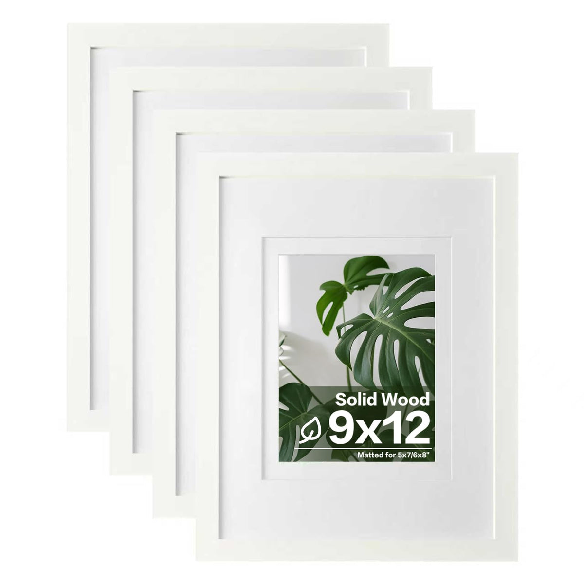 Egofine 11x14 Picture Frames 4 Pack Display Pictures 5x7/8x10 with Mat or 11x14 Without Mat Made of Solid Wood Covered by Plexiglass for Table Top Display and Wall Mounting Photo Frame, Light Brown