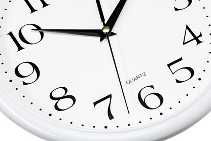 Bernhard Products White Wall Clock Silent Non Ticking 10 Inch Quality Quartz Battery Operated Round Easy to Read Home/Kitchen/Office/Classroom/School Clocks