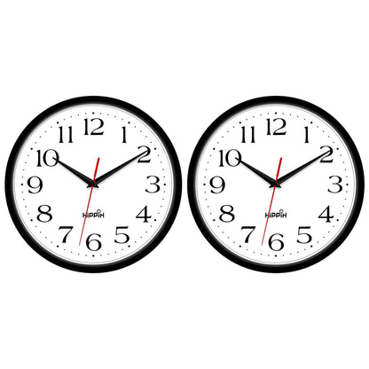 HIPPIH 10 Inch Wall Clock, 2Pack Silent Non Ticking Battery Operated Clocks