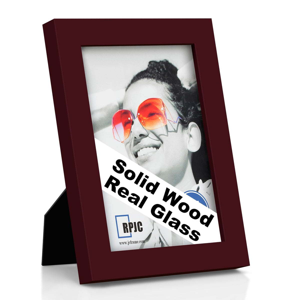 RPJC 5x7 Solid Wood Picture Frame with Real Glass Cover Black