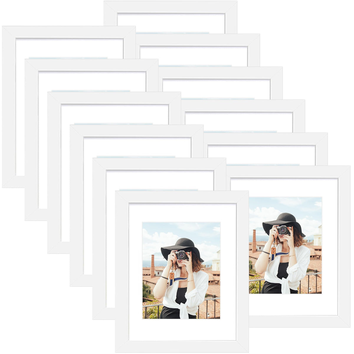 Picrit 8x10 Picture Frame Set of 12, Modern Gallery Wall Frames, Black