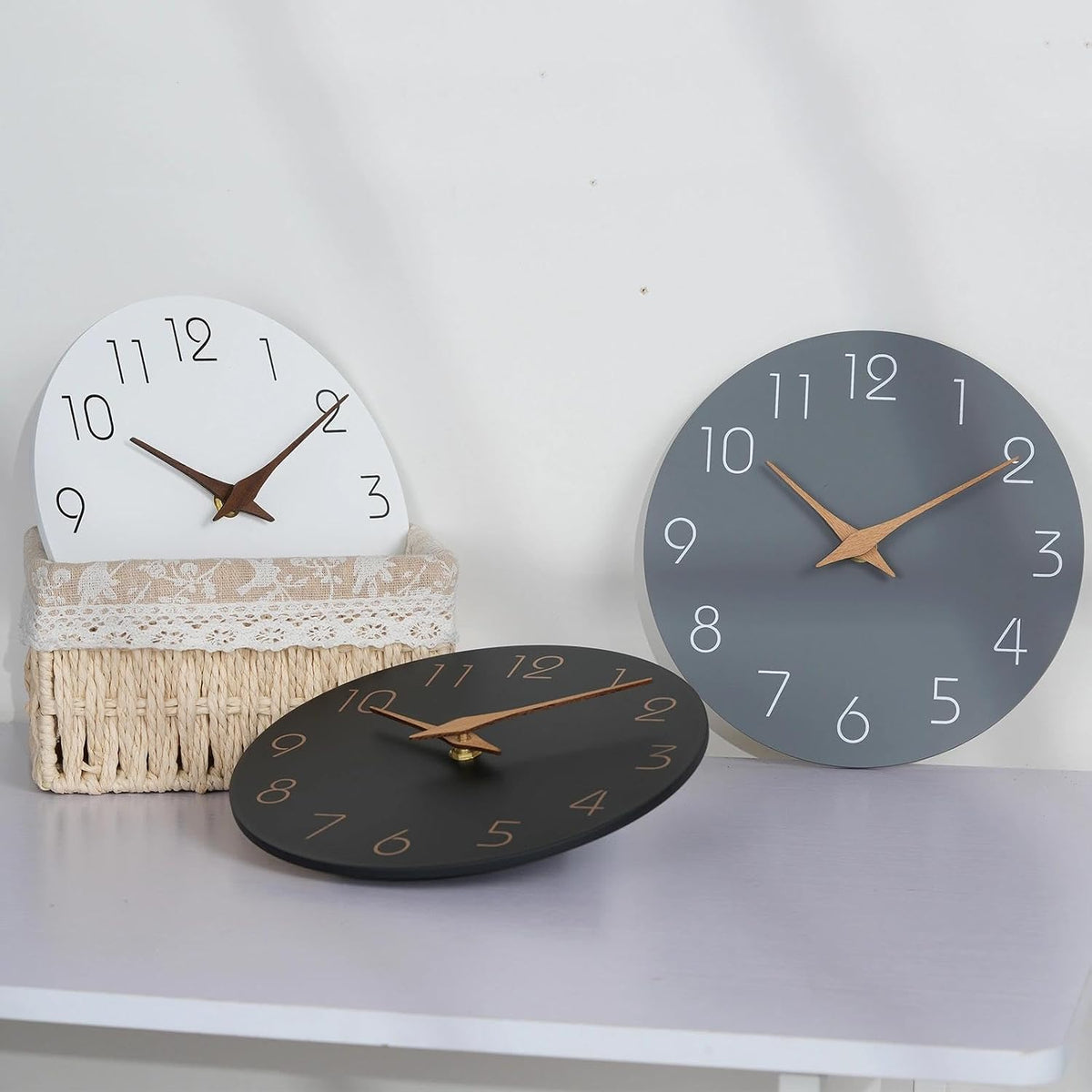 Mosewa Wall Clock 8" Battery Operated Silent Non-Ticking Simple Minimalist