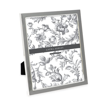 Laura Ashley 4x6 White Enamel Picture Frame, Gold Metal Edge w/Easel